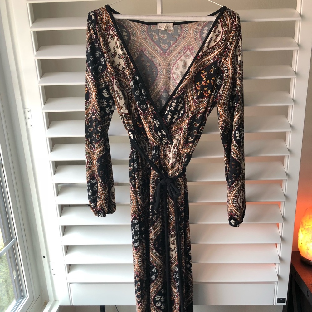 (DONATED) Small tribal maxi dress w/ waist tie